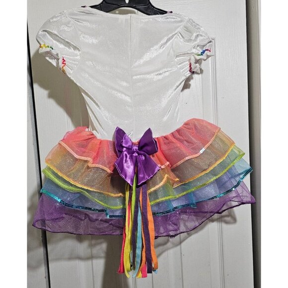 Rainbow Unicorn Costume Tail Dress Fairy Pretty Princess Treat Basket Halloween - Picture 6 of 7